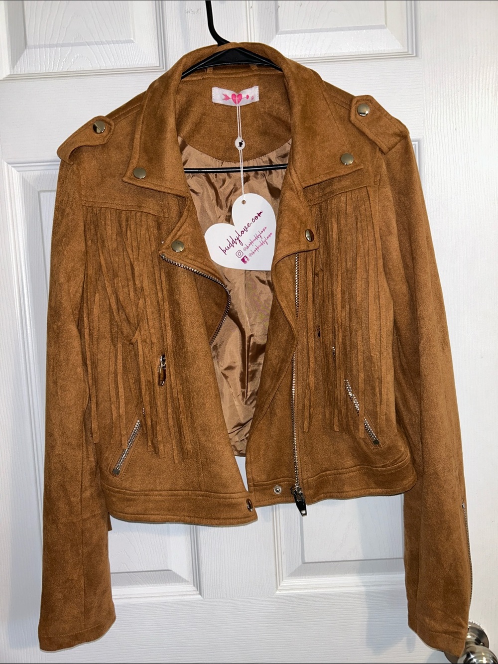 Buddy Love Fringe Suede Jacket - Brown
